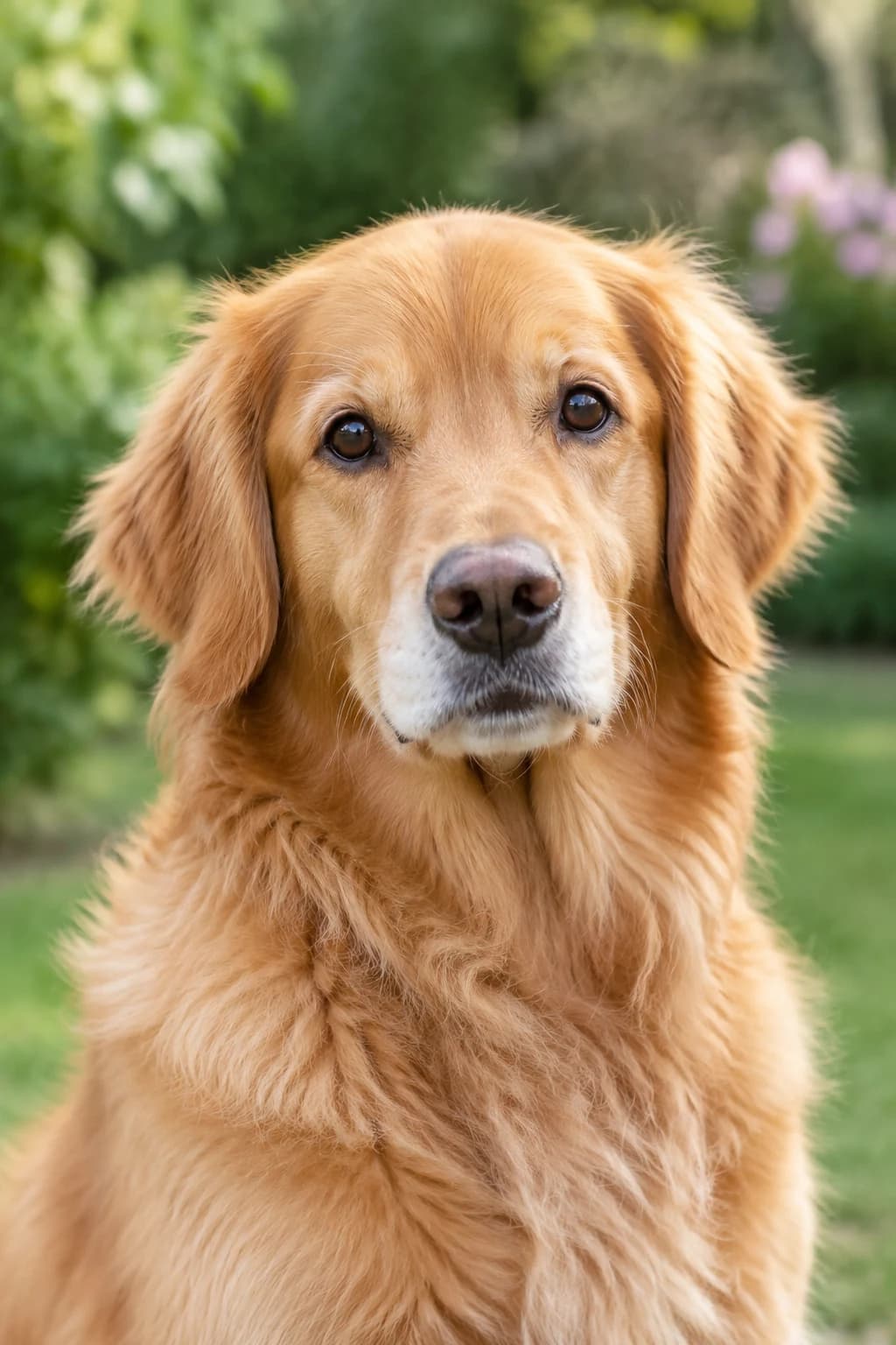 Fictional reference photo: Fictional golden retriever transformed into the Regal Dog Commander portrait
