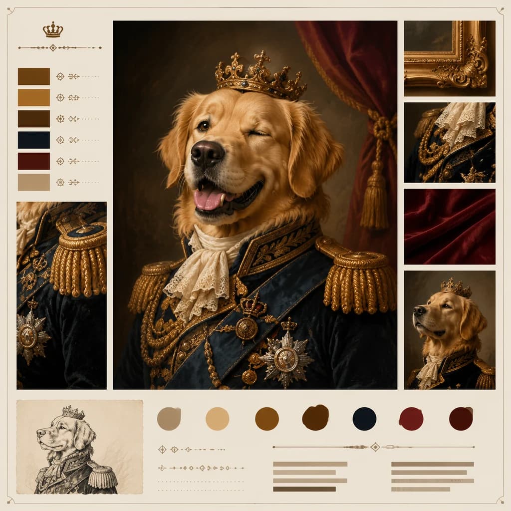 Royal pet oil portrait template