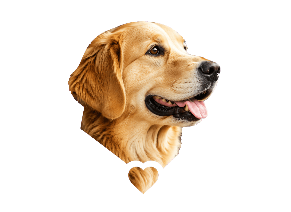 Heart Dog Silhouette: transparent production artwork without a garment or model