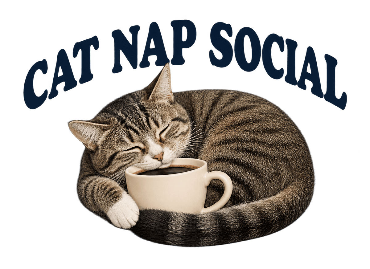 Cat Nap Social: transparent production artwork without a garment or model