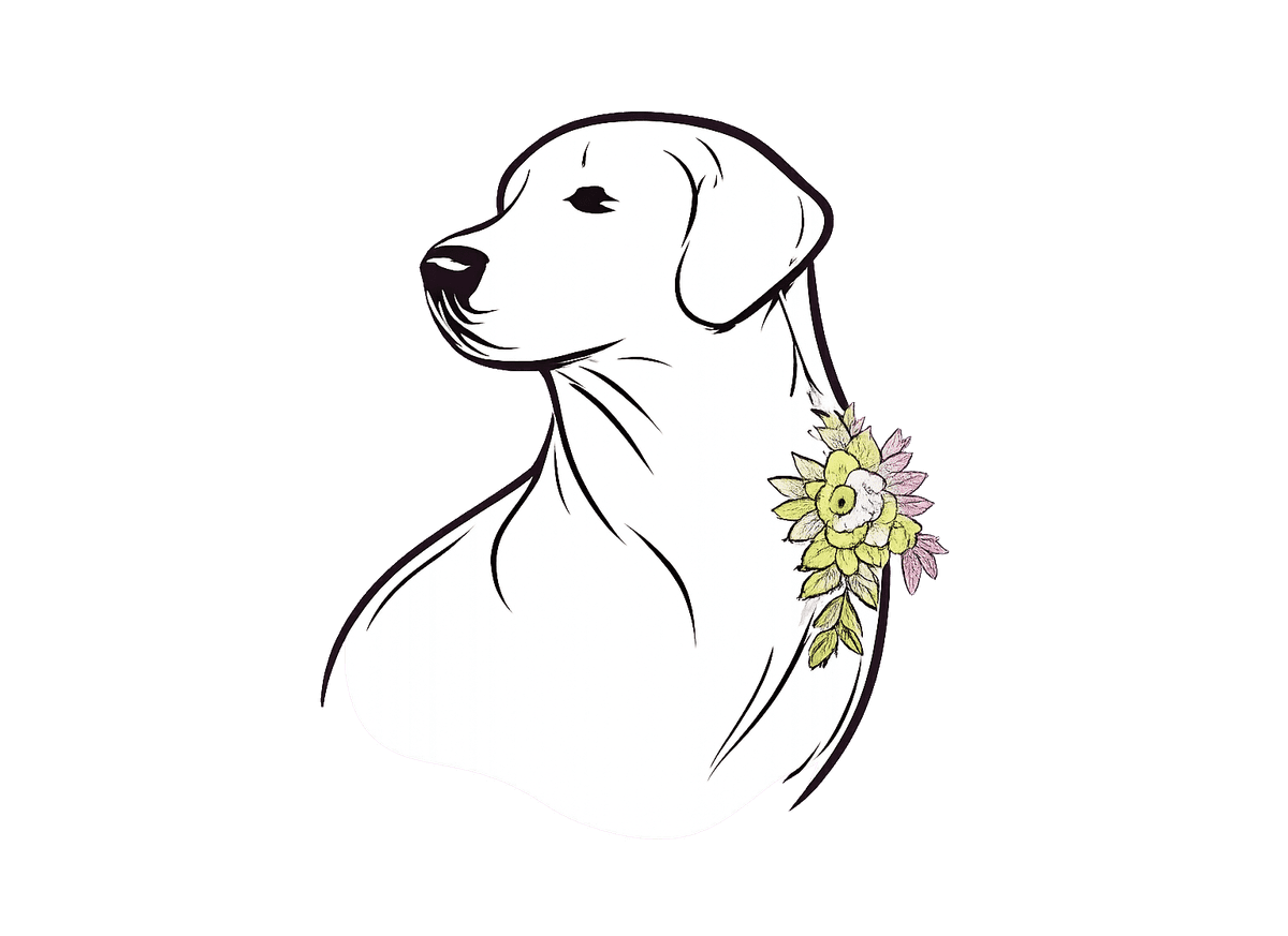 Dog Daisy Outline: transparent production artwork without a garment or model