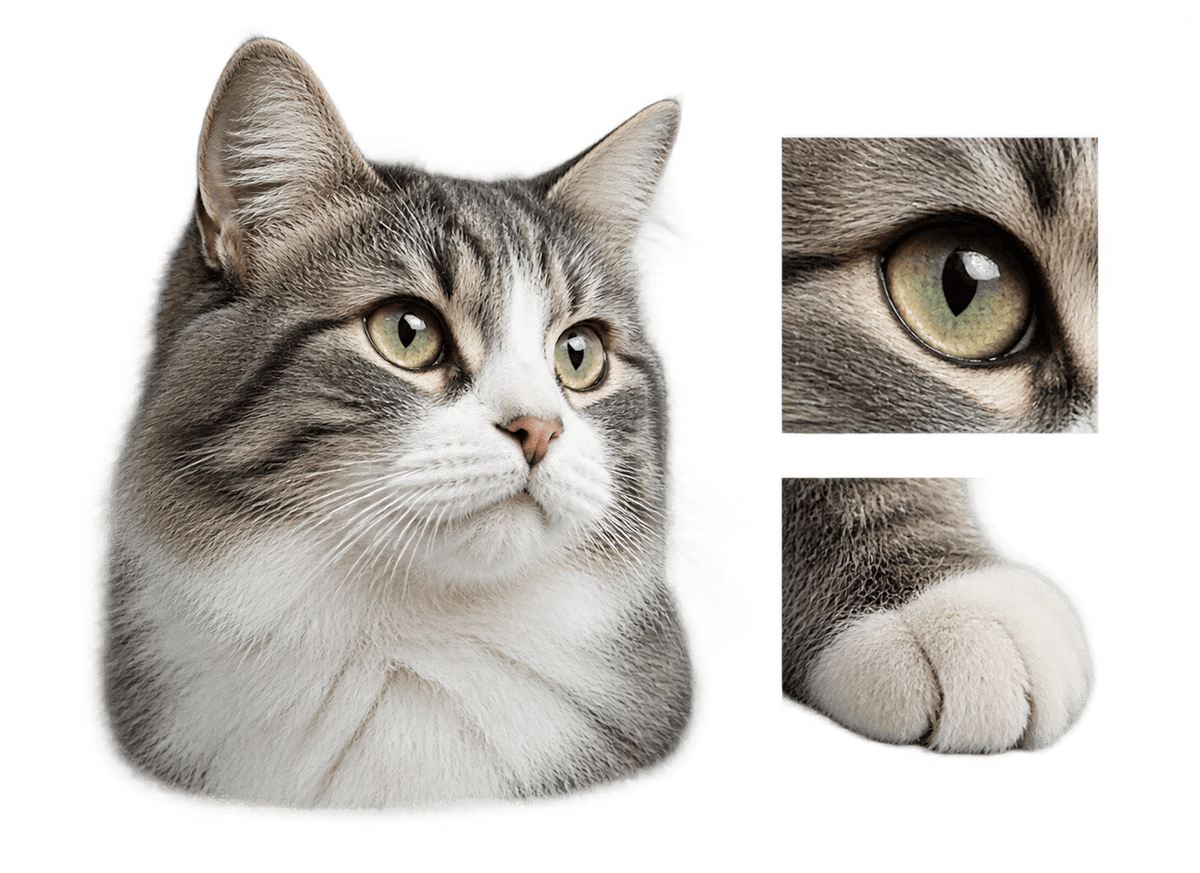 Cat Portrait Index: transparent production artwork without a garment or model