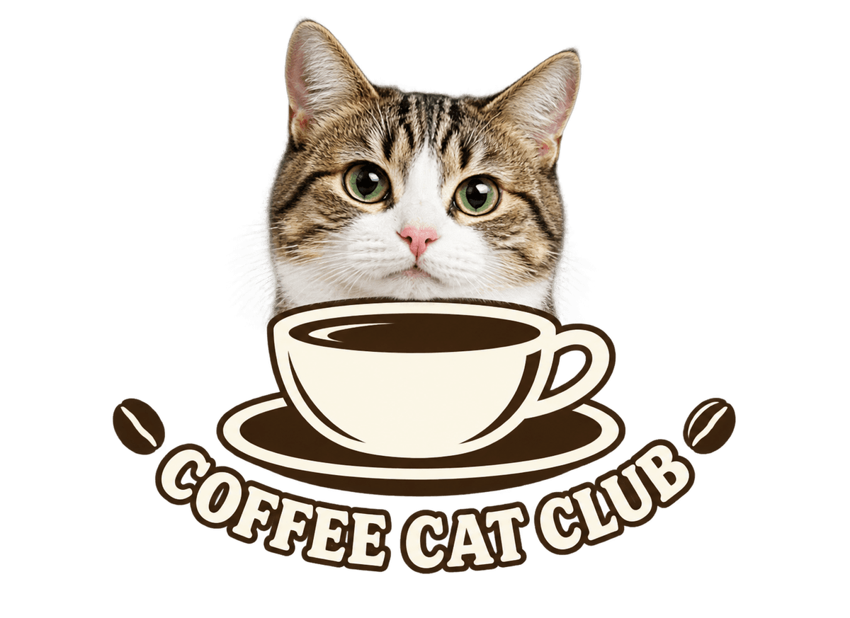 Cat Coffee Club: transparent production artwork without a garment or model