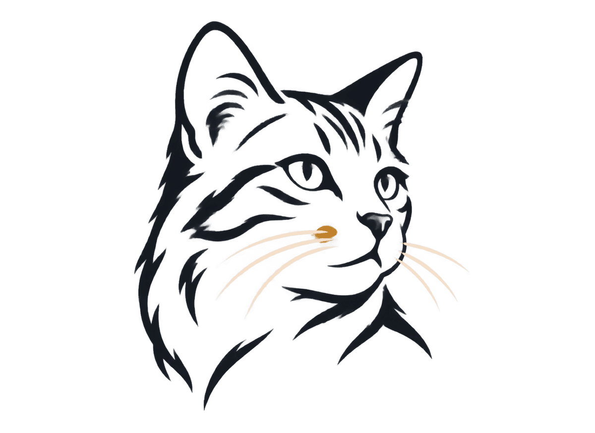Cat Ink Gesture: transparent production artwork without a garment or model