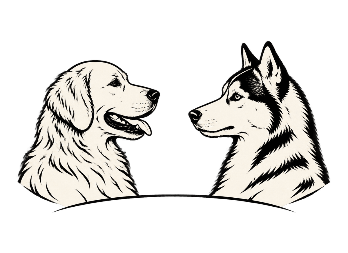 Two Dog Contours: transparent production artwork without a garment or model