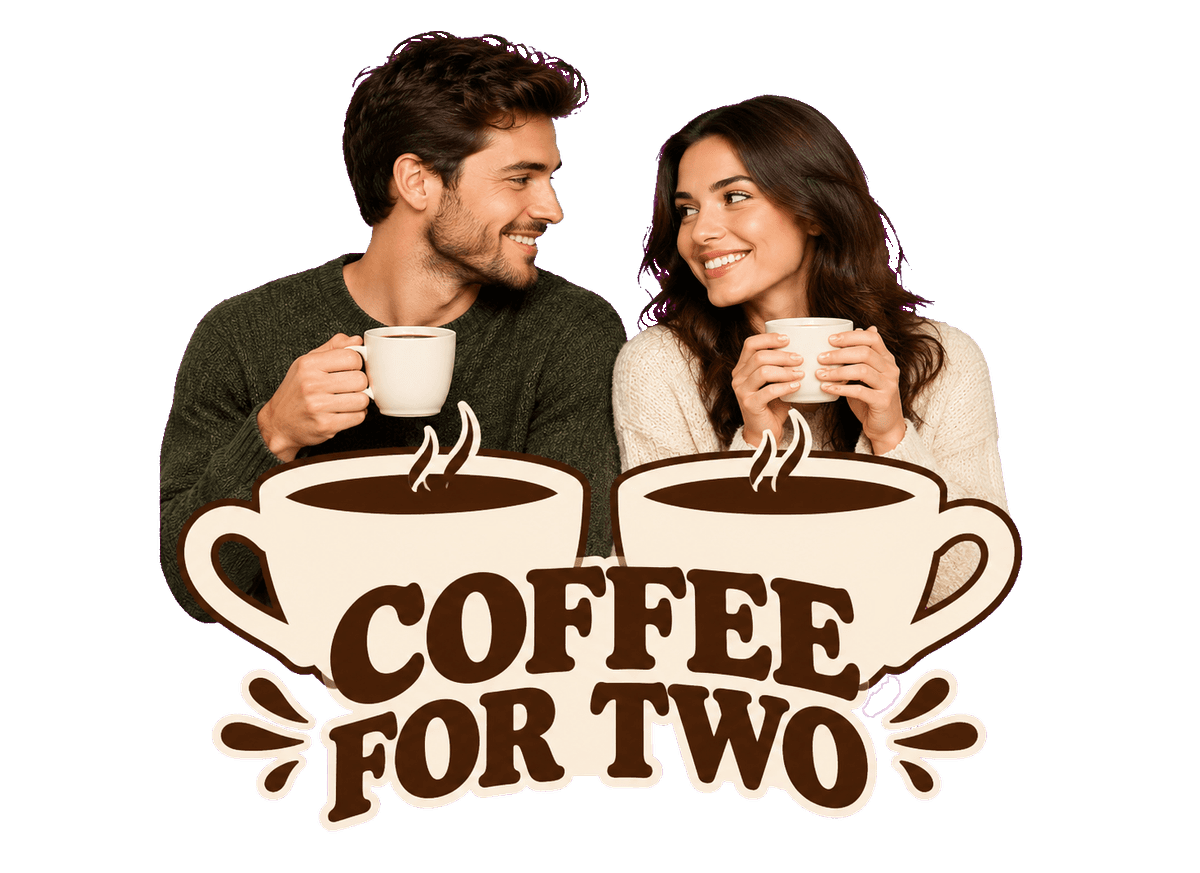 Coffee For Two: transparent production artwork without a garment or model