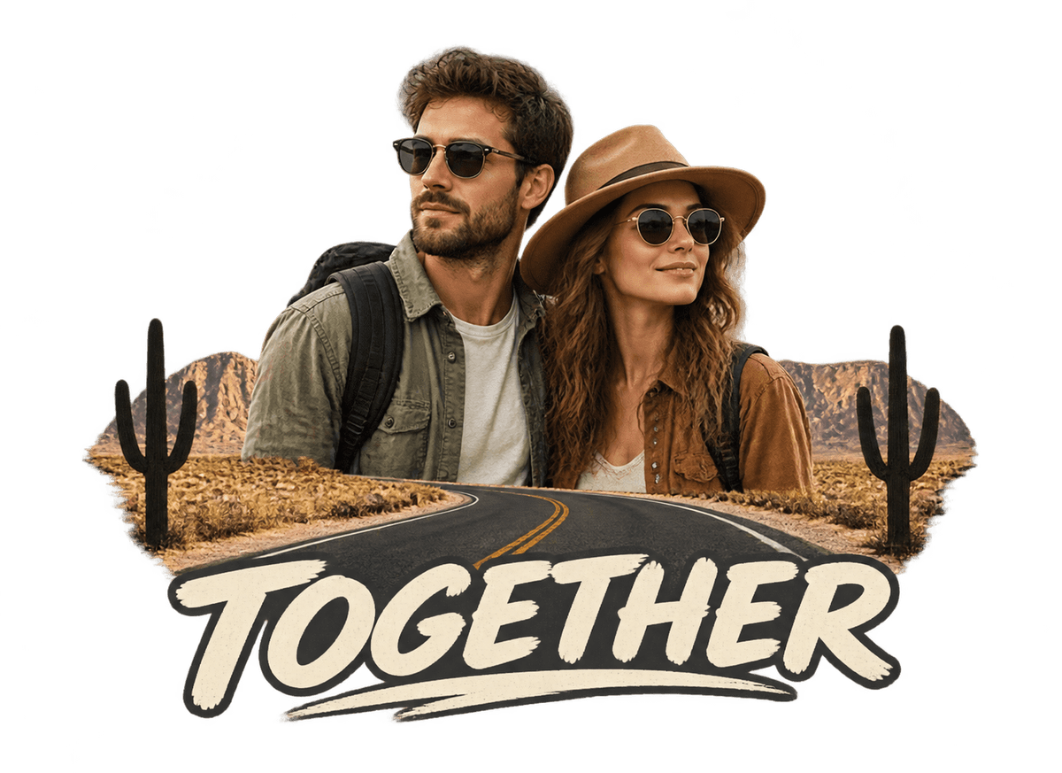 Desert Road Together: transparent production artwork without a garment or model
