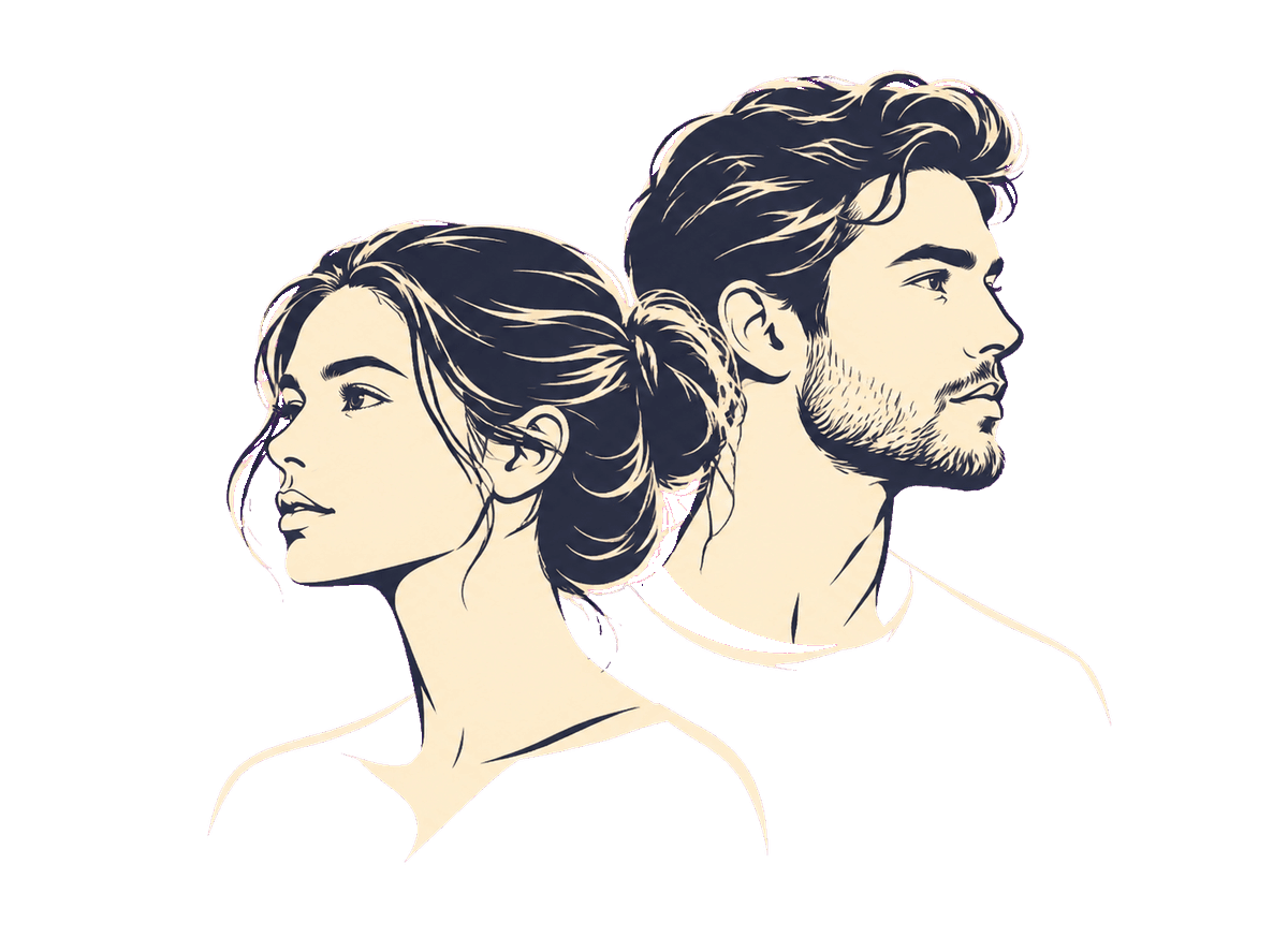 Couple Ink Duet: transparent production artwork without a garment or model