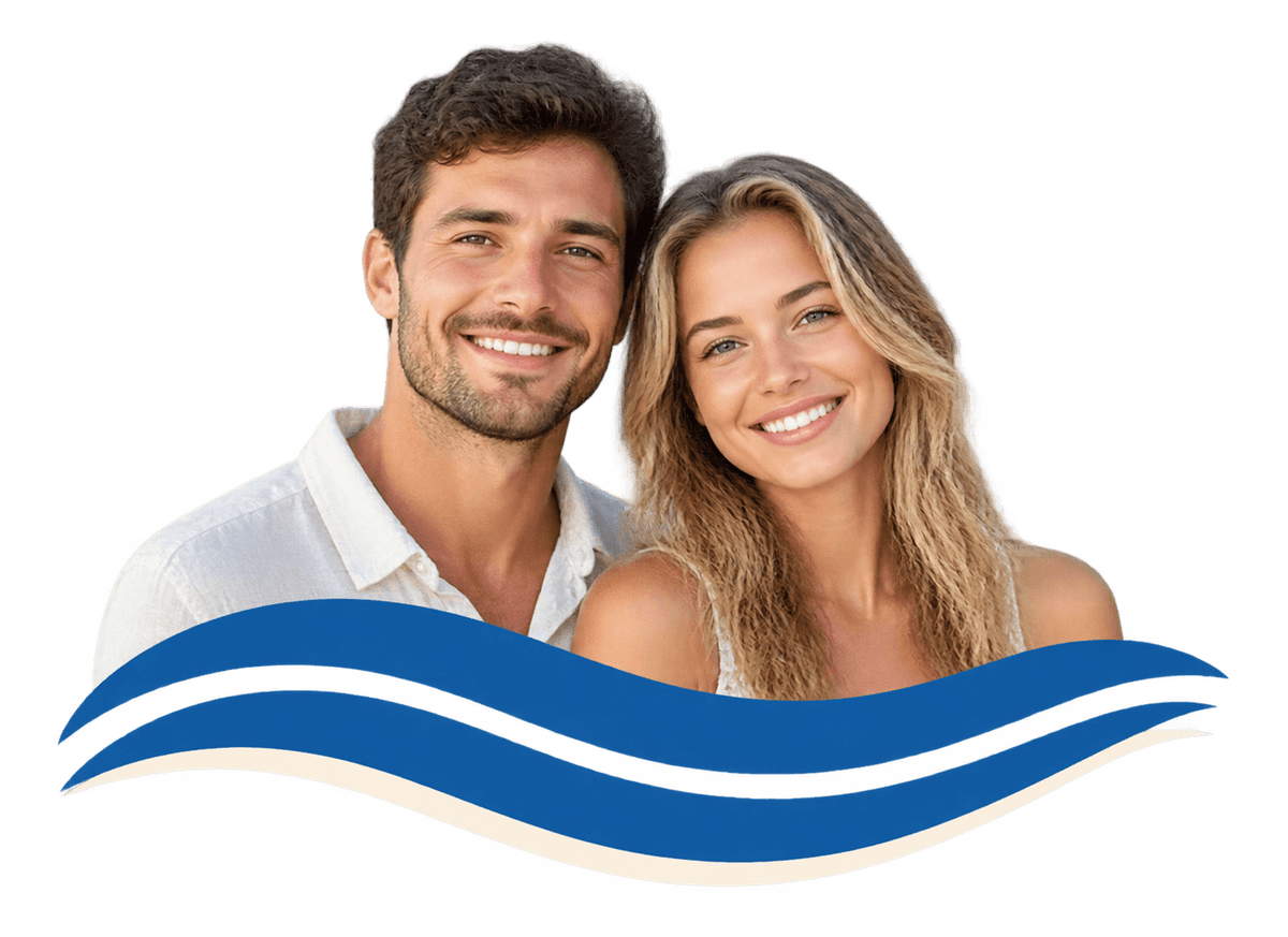 Coastal Couple Story: transparent production artwork without a garment or model