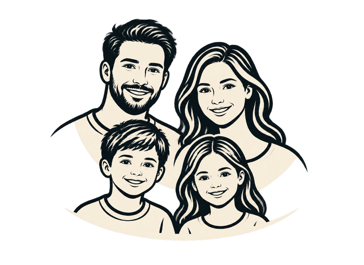 Family Four Ink: transparent production artwork without a garment or model