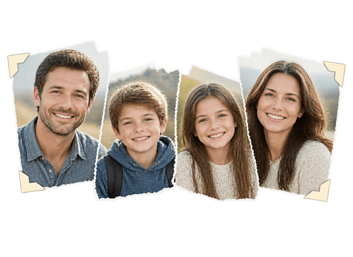 Family Reunion Postcard: transparent production artwork without a garment or model
