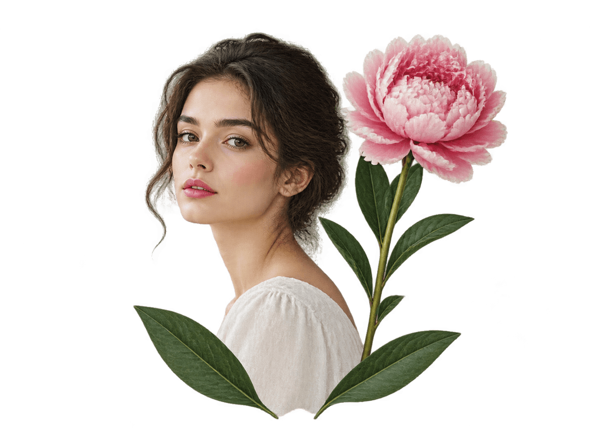 Portrait In Bloom: transparent production artwork without a garment or model