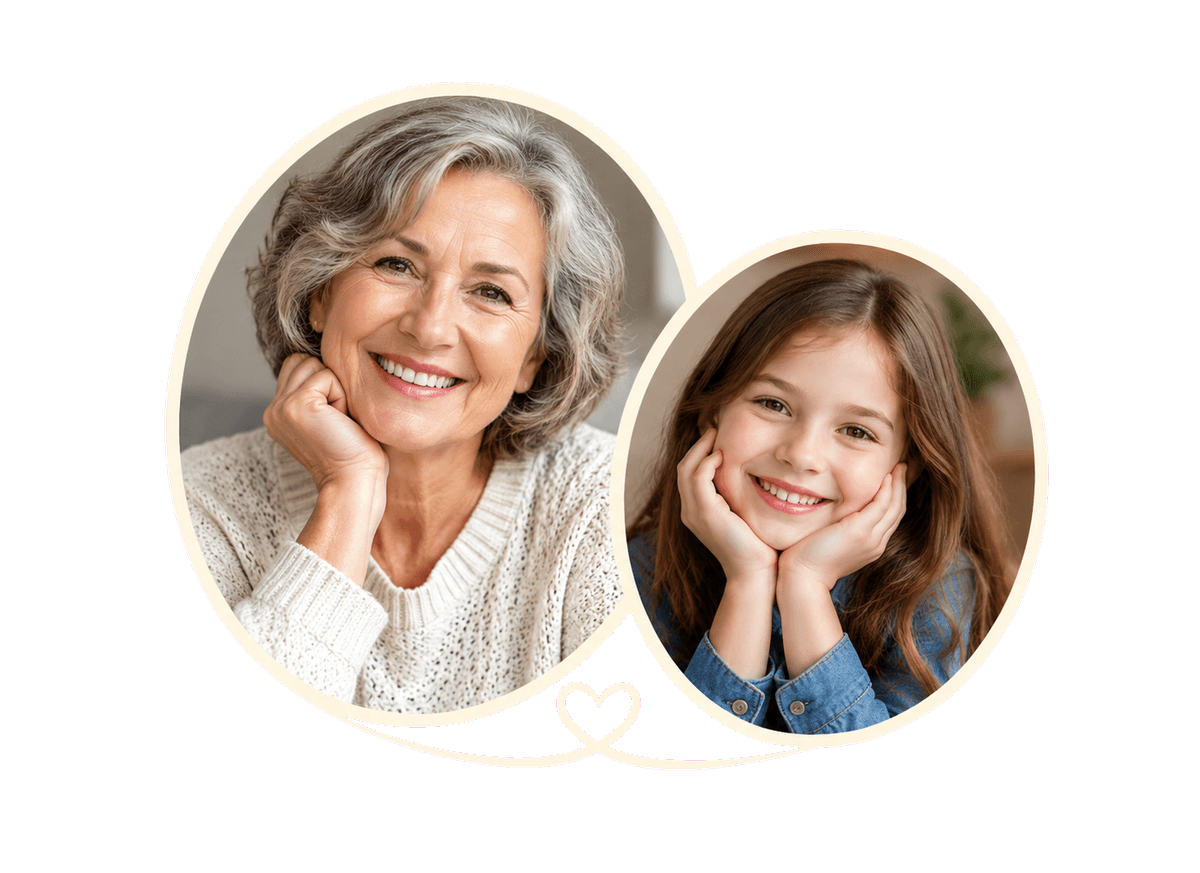 Grandparent Little Story: transparent production artwork without a garment or model