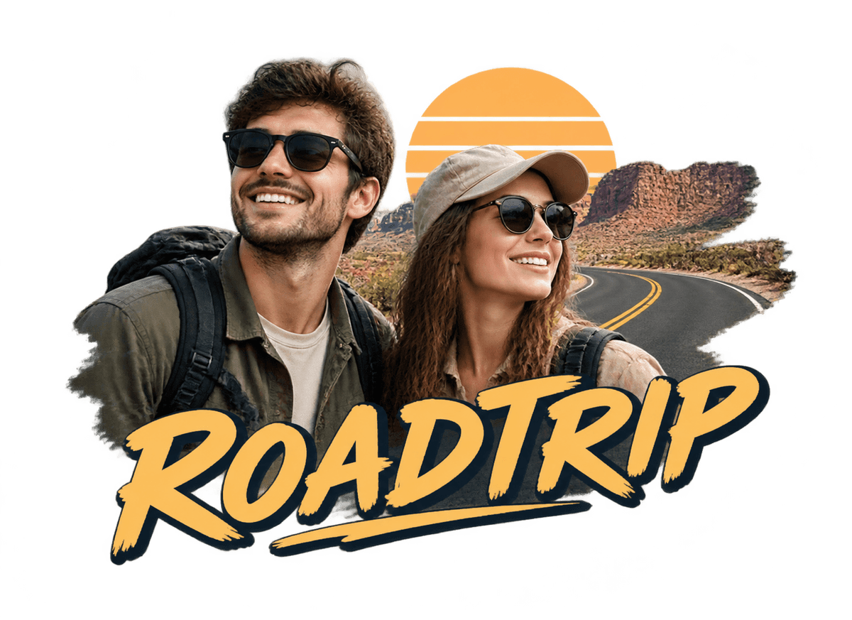 Roadtrip Companions: transparent production artwork without a garment or model