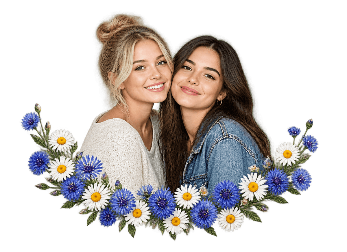 Wildflower Besties: transparent production artwork without a garment or model