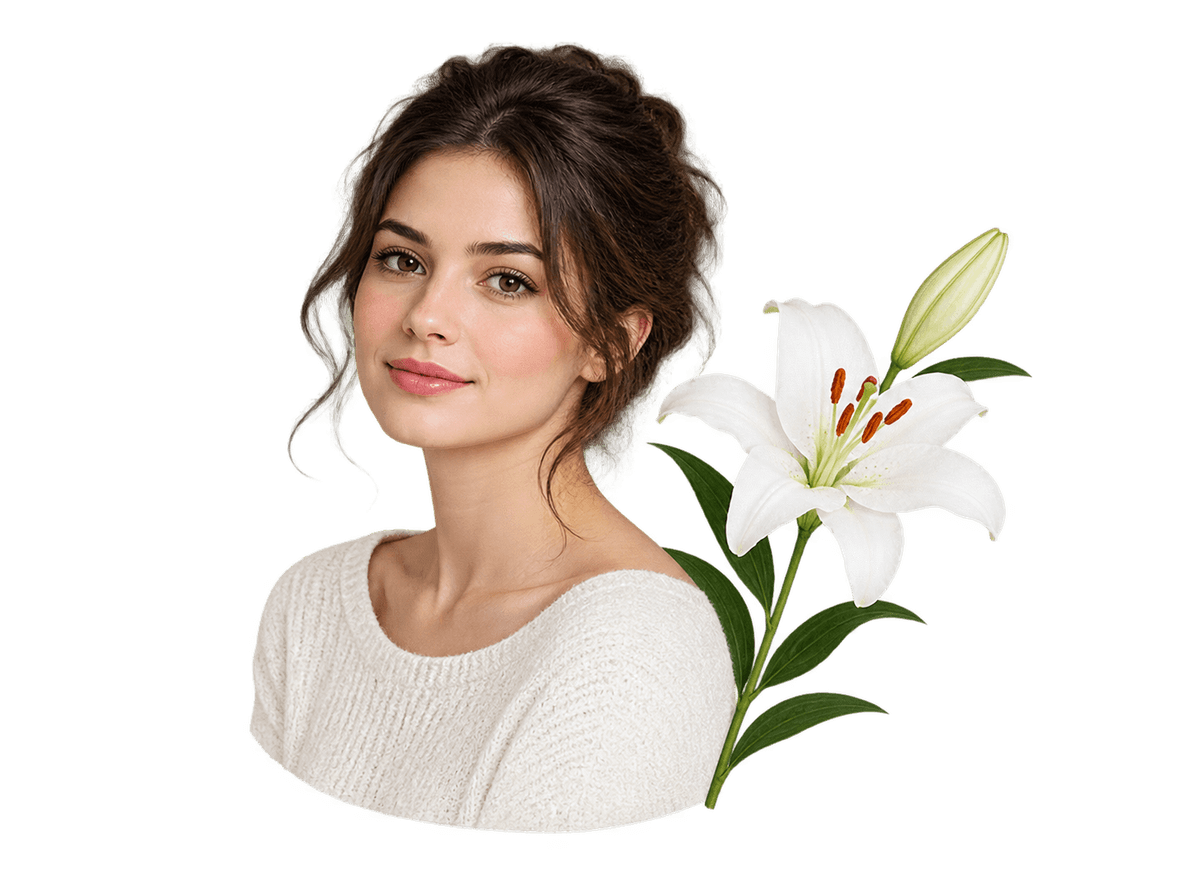 Lily Portrait Keepsake: transparent production artwork without a garment or model
