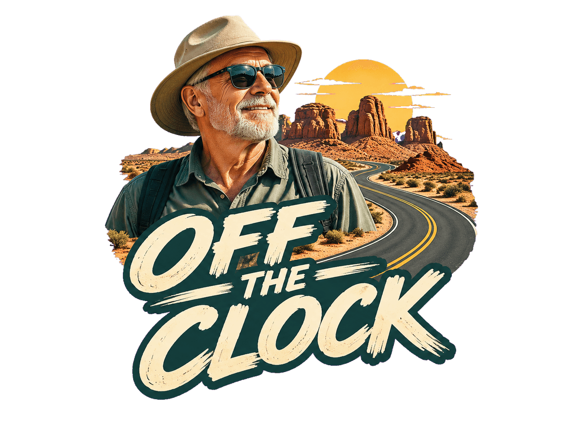 Retirement Desert Radio: transparent production artwork without a garment or model