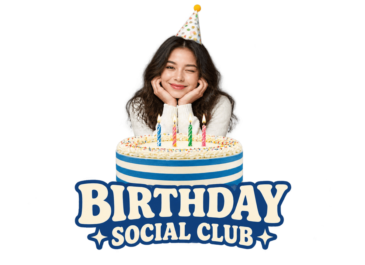 Birthday Social Club: transparent production artwork without a garment or model