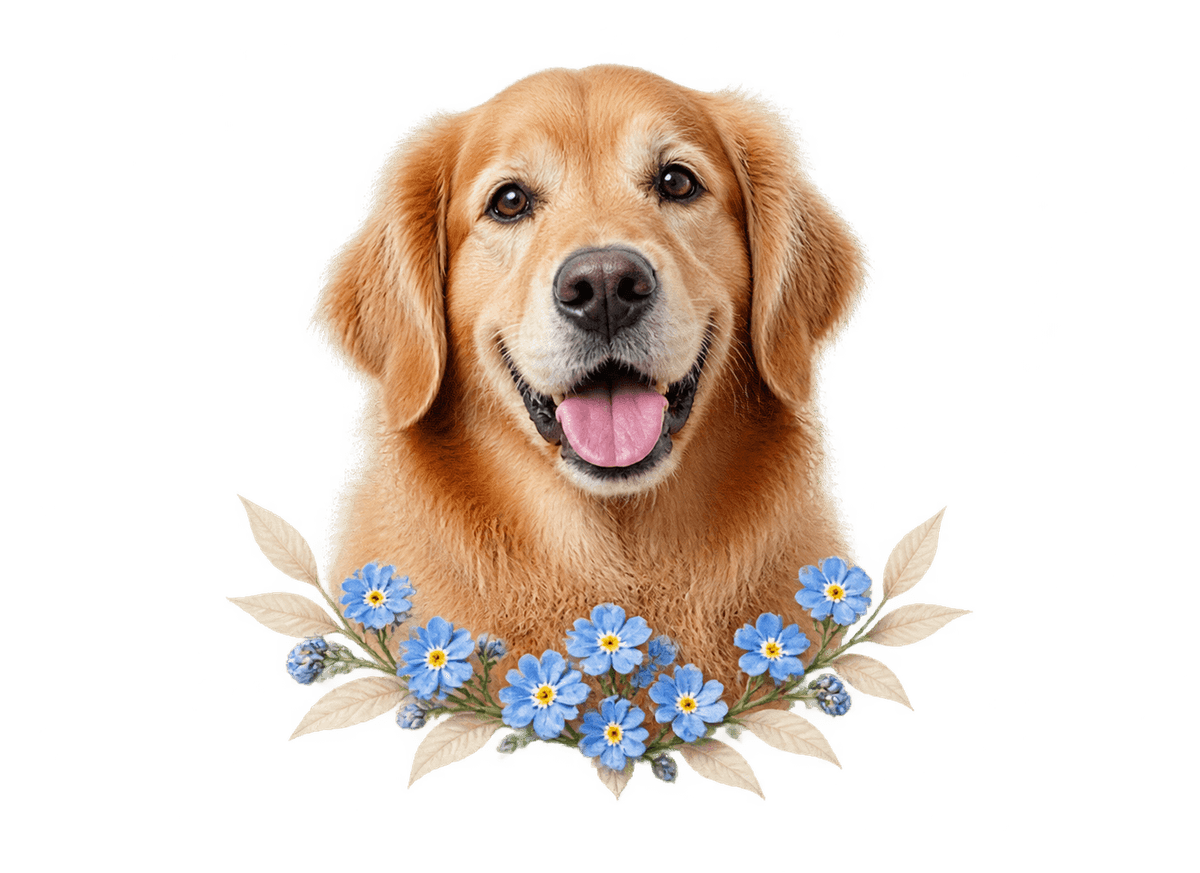 Dog Wildflower Memory: transparent production artwork without a garment or model