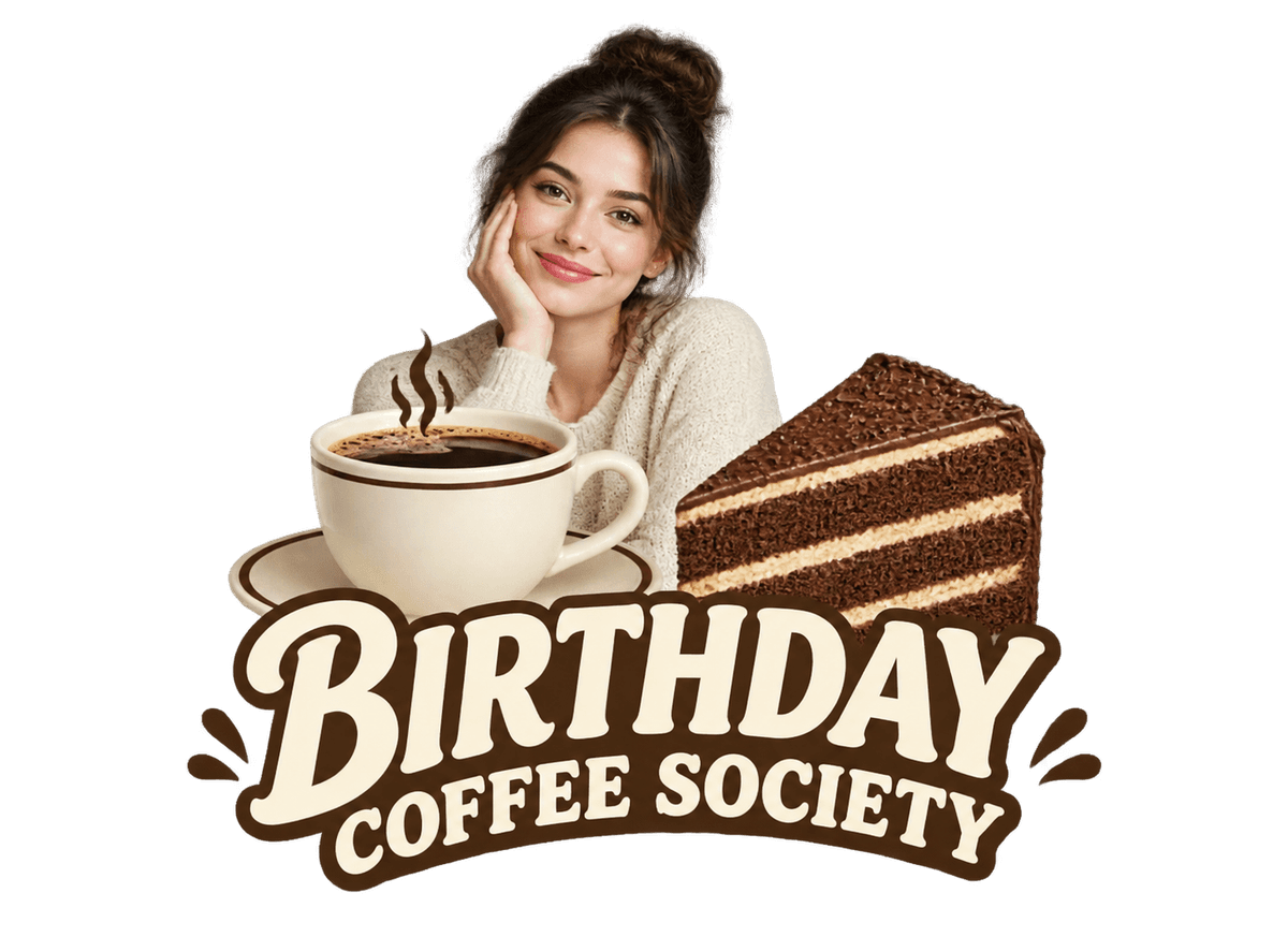 Birthday Coffee Society: transparent production artwork without a garment or model