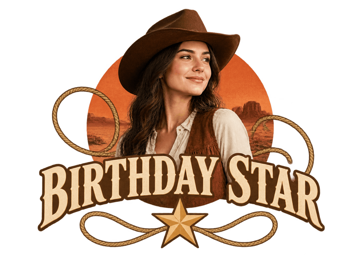 Birthday Desert Star: transparent production artwork without a garment or model