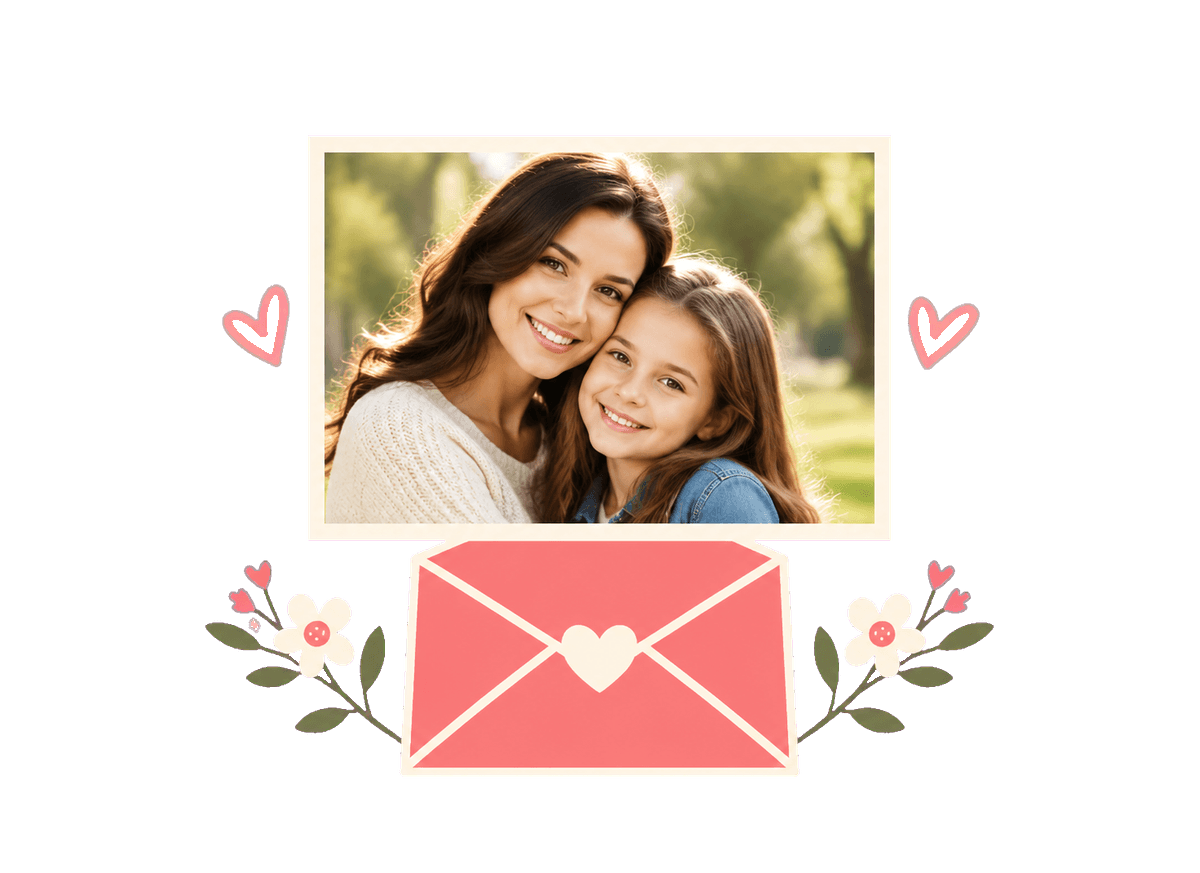 Mothers Day Photo Letter: transparent production artwork without a garment or model