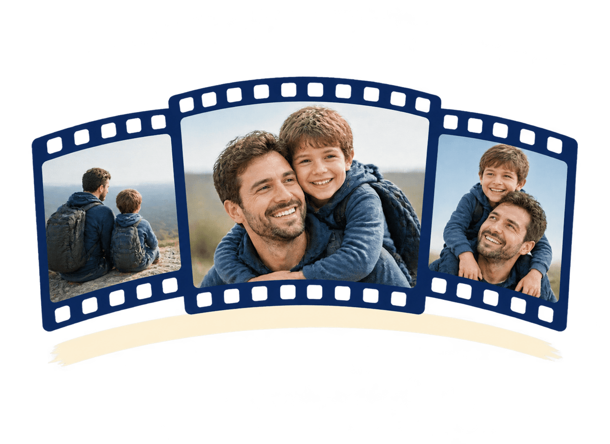 Fathers Day Photo Reel: transparent production artwork without a garment or model