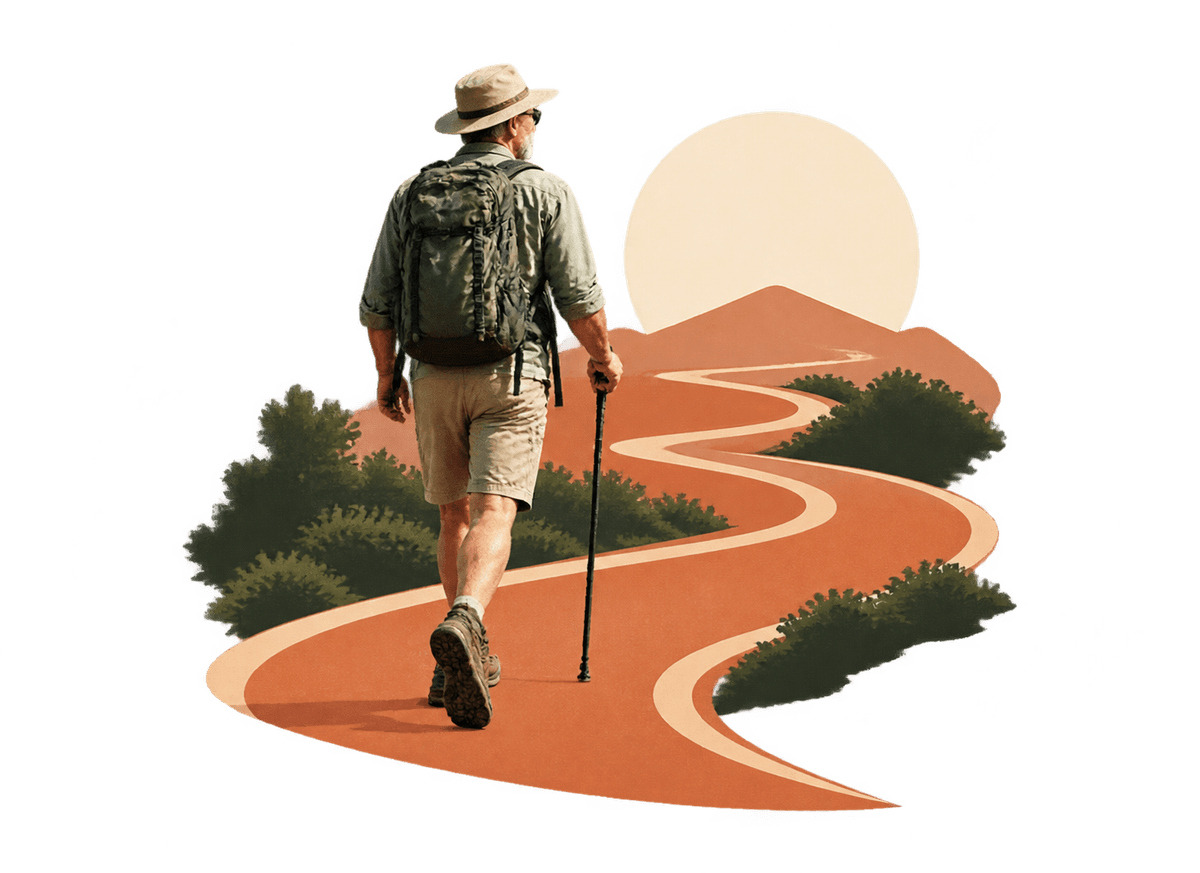 Retirement Golden Trail: transparent production artwork without a garment or model