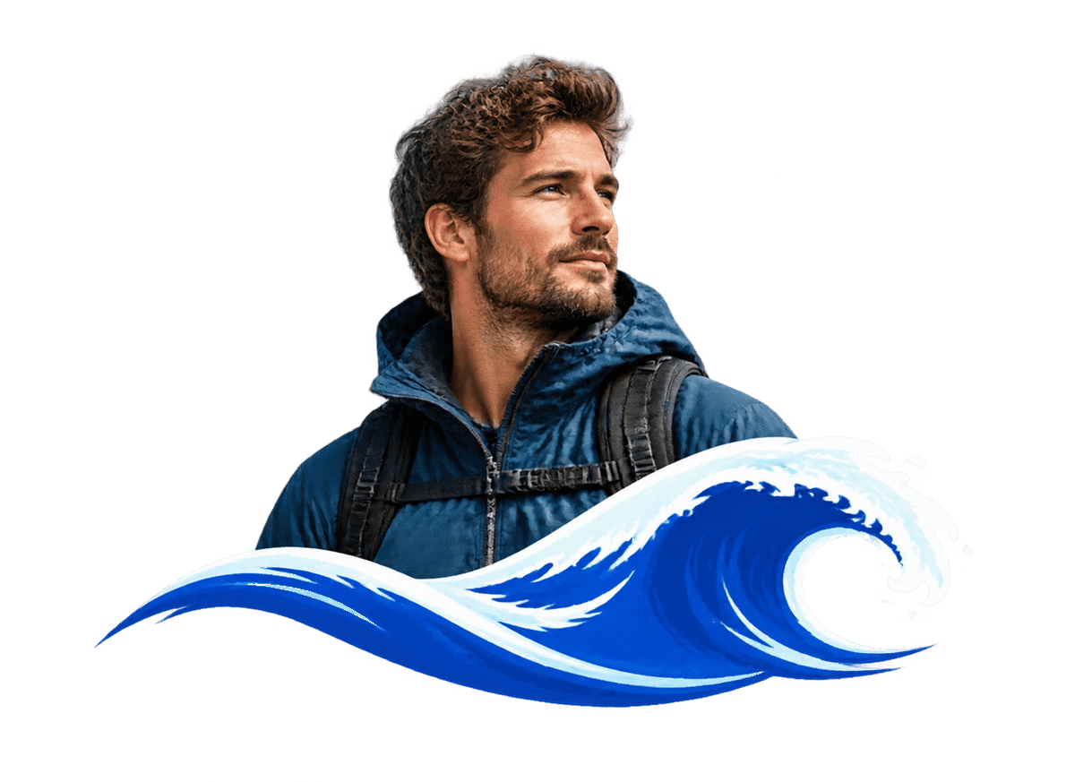 Coastal Wave Portrait: transparent production artwork without a garment or model