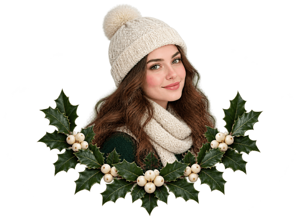 Christmas Winter Muse: transparent production artwork without a garment or model