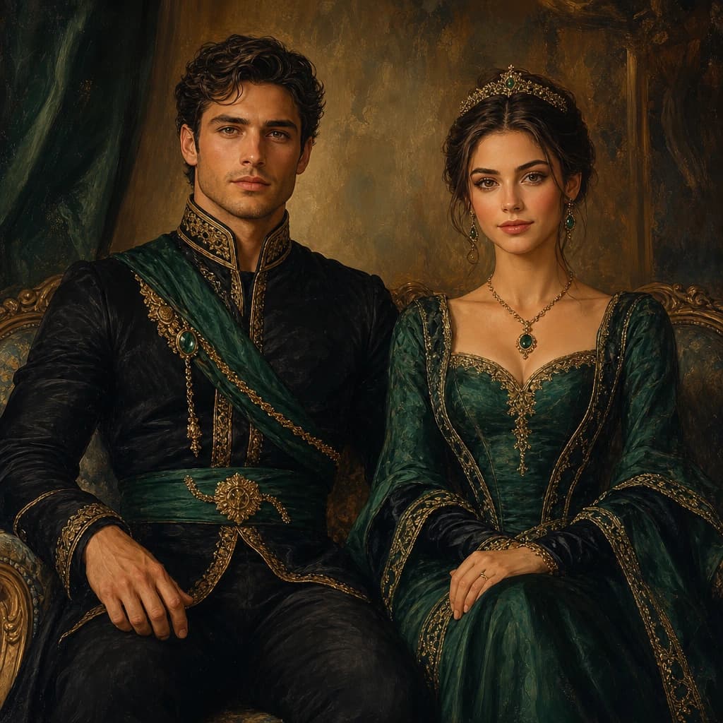 Emerald Throne Couple custom couple portrait template