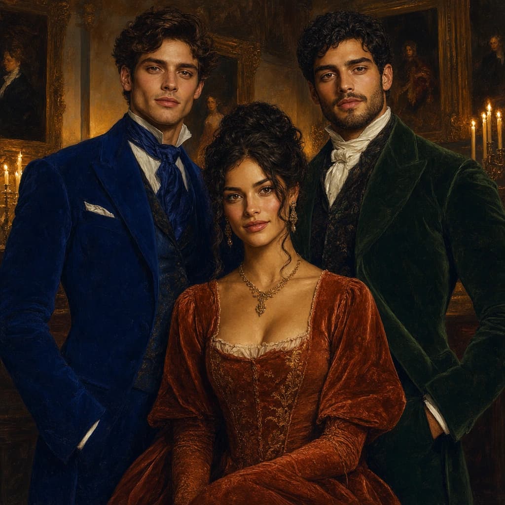 Noble Friends Trio: Cobalt, rust and forest velvet in a candlelit gallery made for three friends.