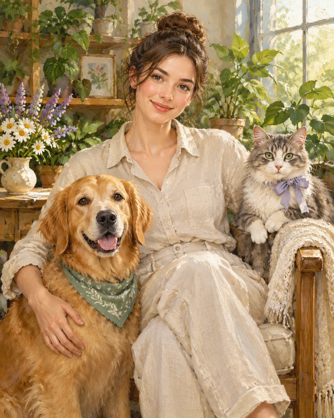 Owners & two pets portrait collection