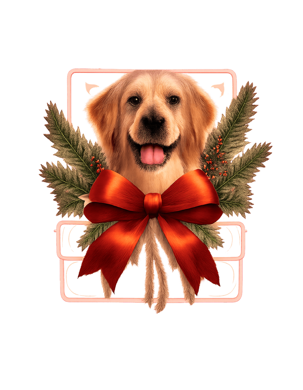 Christmas Dog Parcel original isolated transparent print artwork