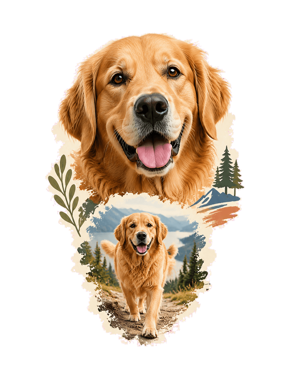 Dog Years Double Exposure original isolated transparent print artwork
