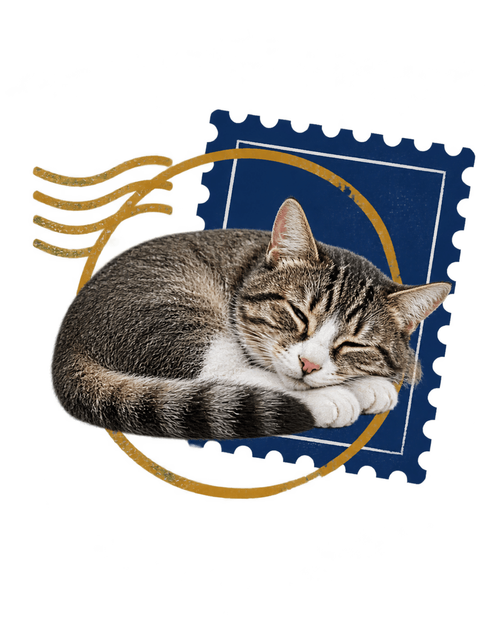 Cat Nap Postmark original isolated transparent print artwork