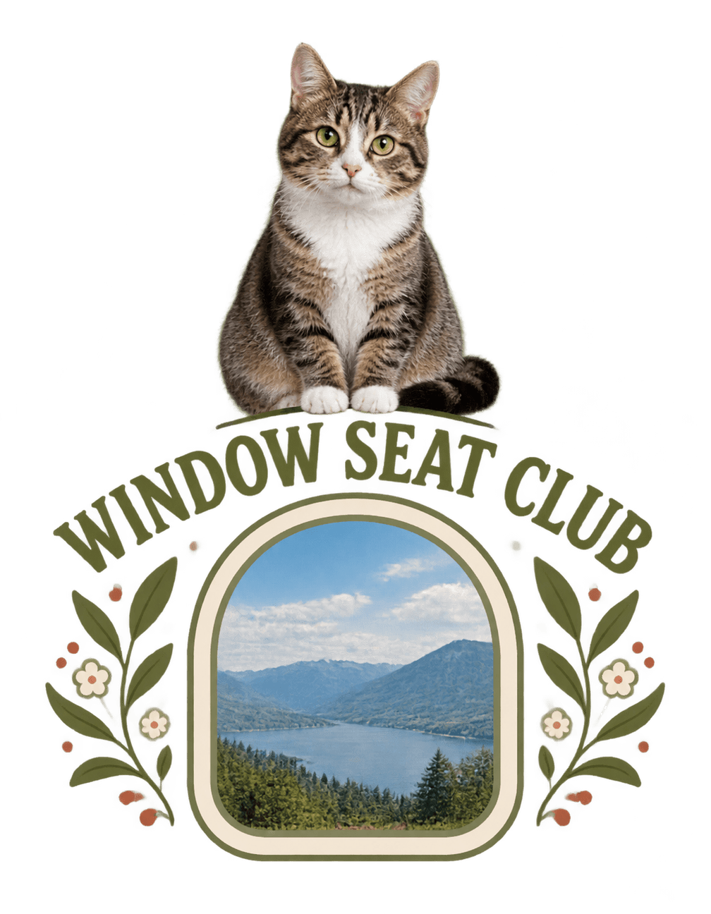 Window Seat Cat Club original isolated transparent print artwork