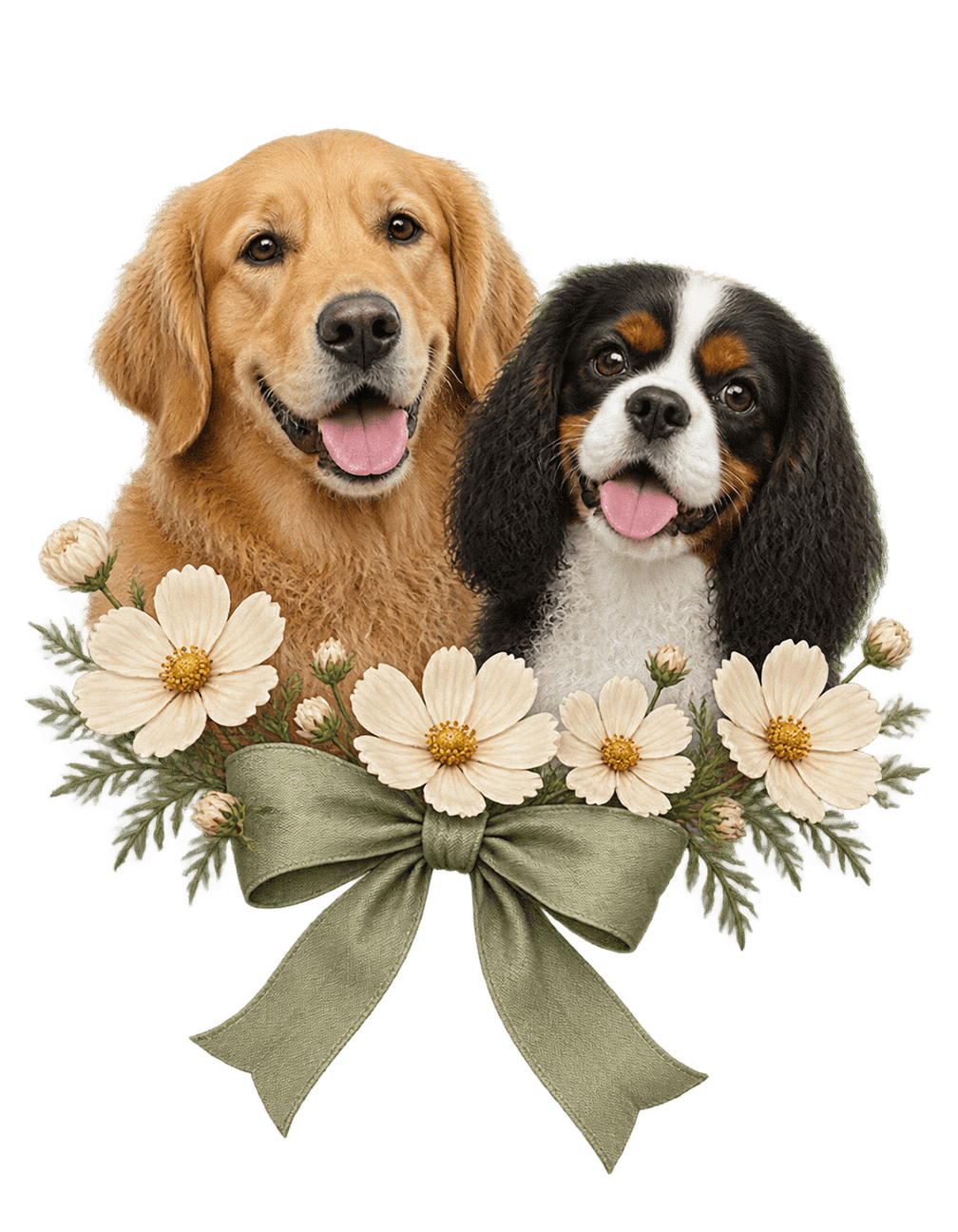 Two Dogs Garden Party original isolated transparent print artwork