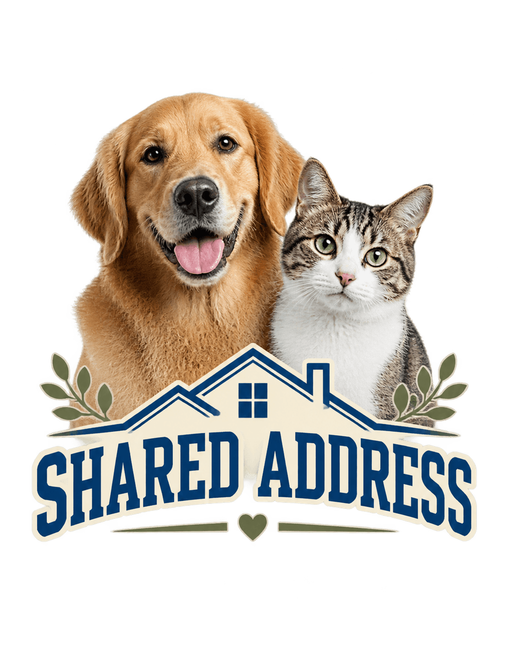 Dog Cat Shared Address original isolated transparent print artwork