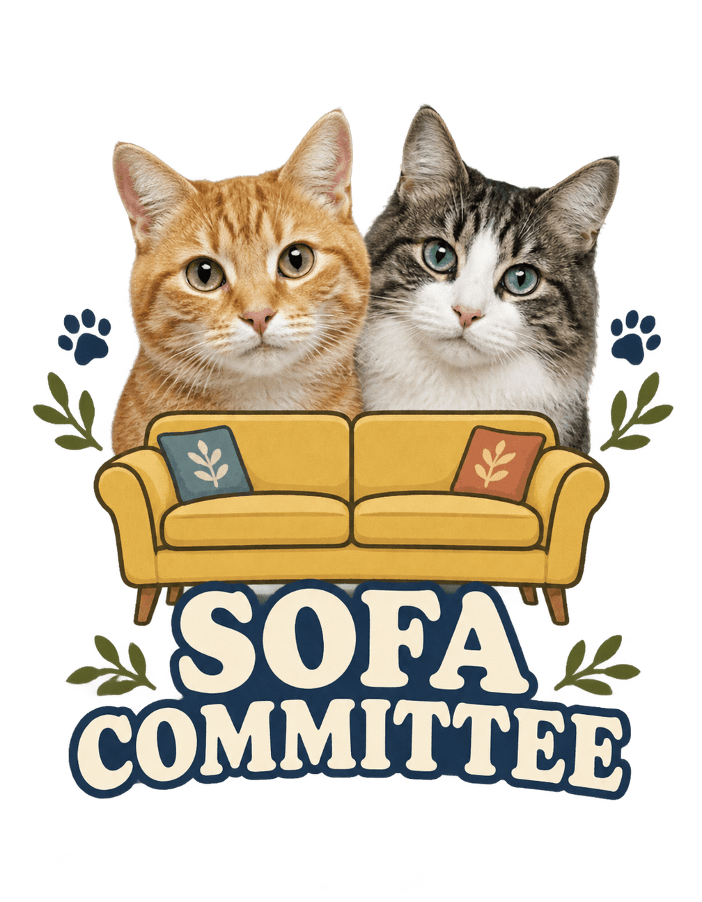Cat Duo Sofa Committee original isolated transparent print artwork