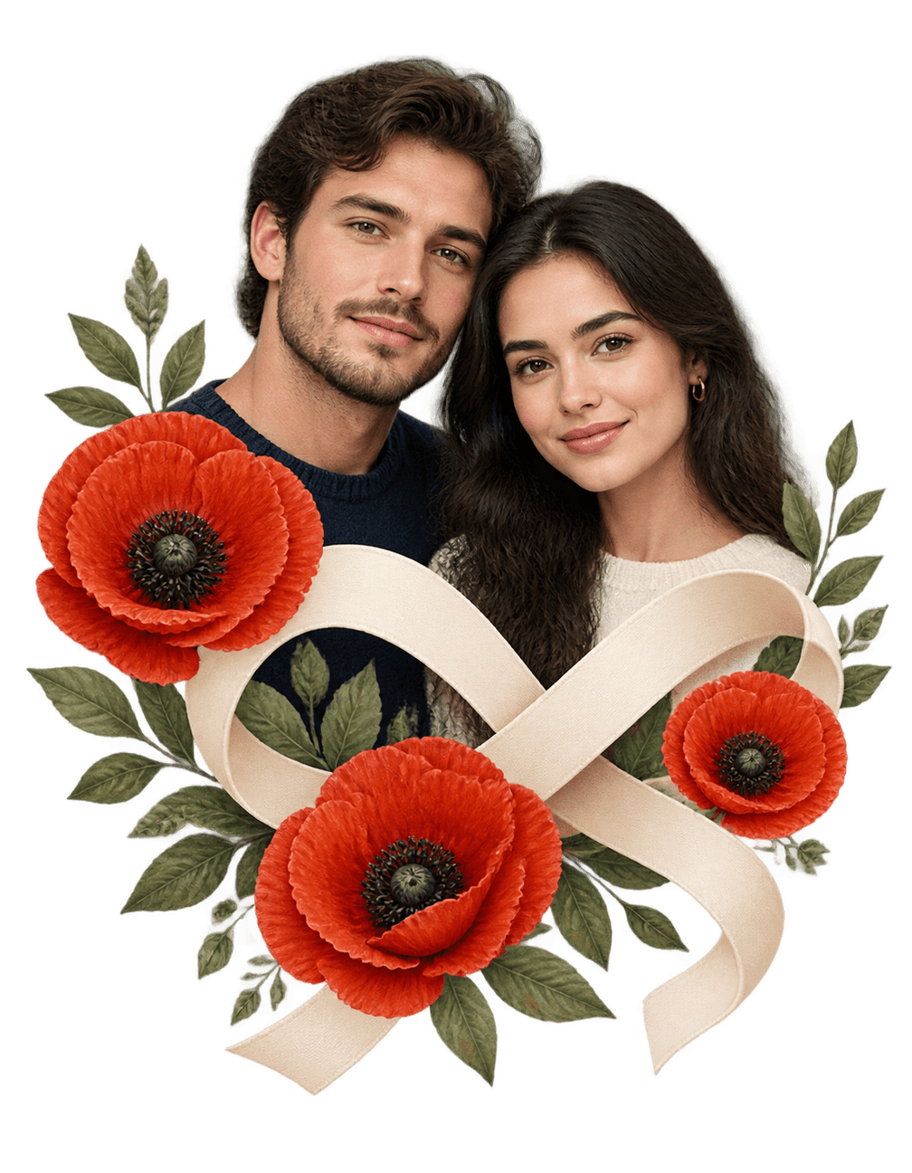 Ribbon Around Our Story original isolated transparent print artwork