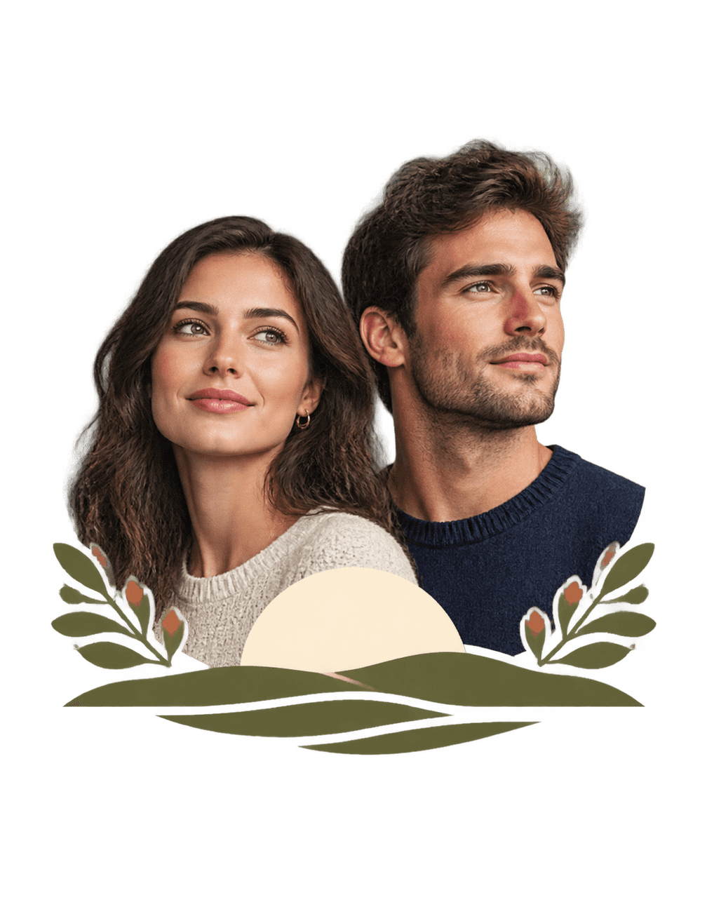 Shared Horizon Couple original isolated transparent print artwork