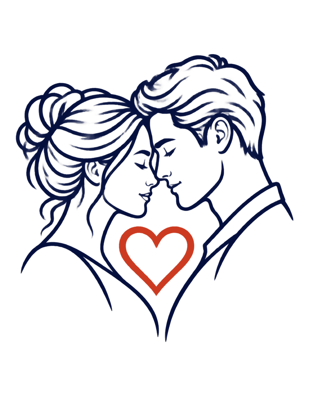 Couple Contour Promise original isolated transparent print artwork