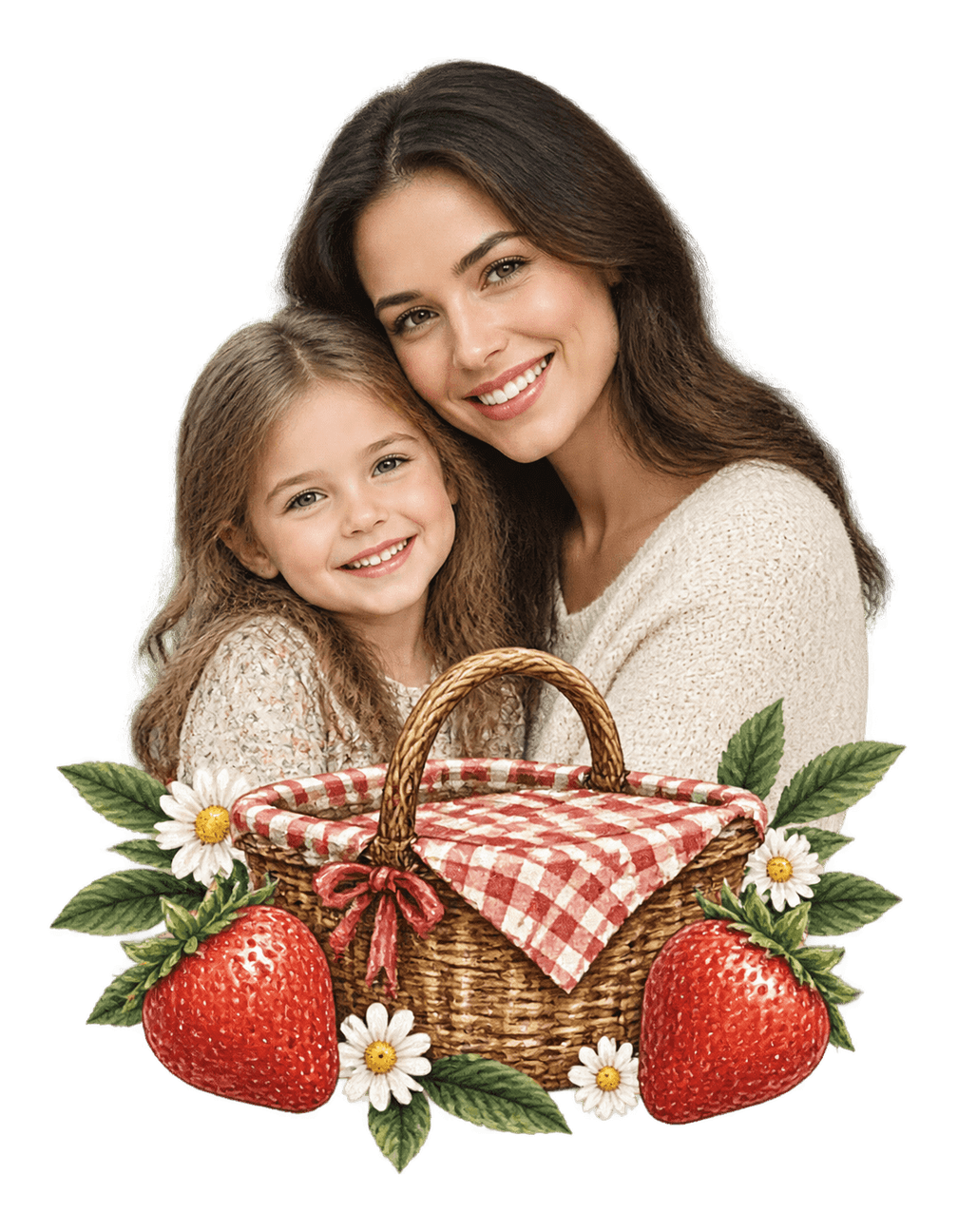 Mom And Me Picnic original isolated transparent print artwork