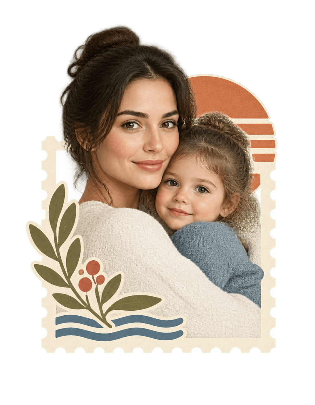 First Motherhood Stamp original isolated transparent print artwork