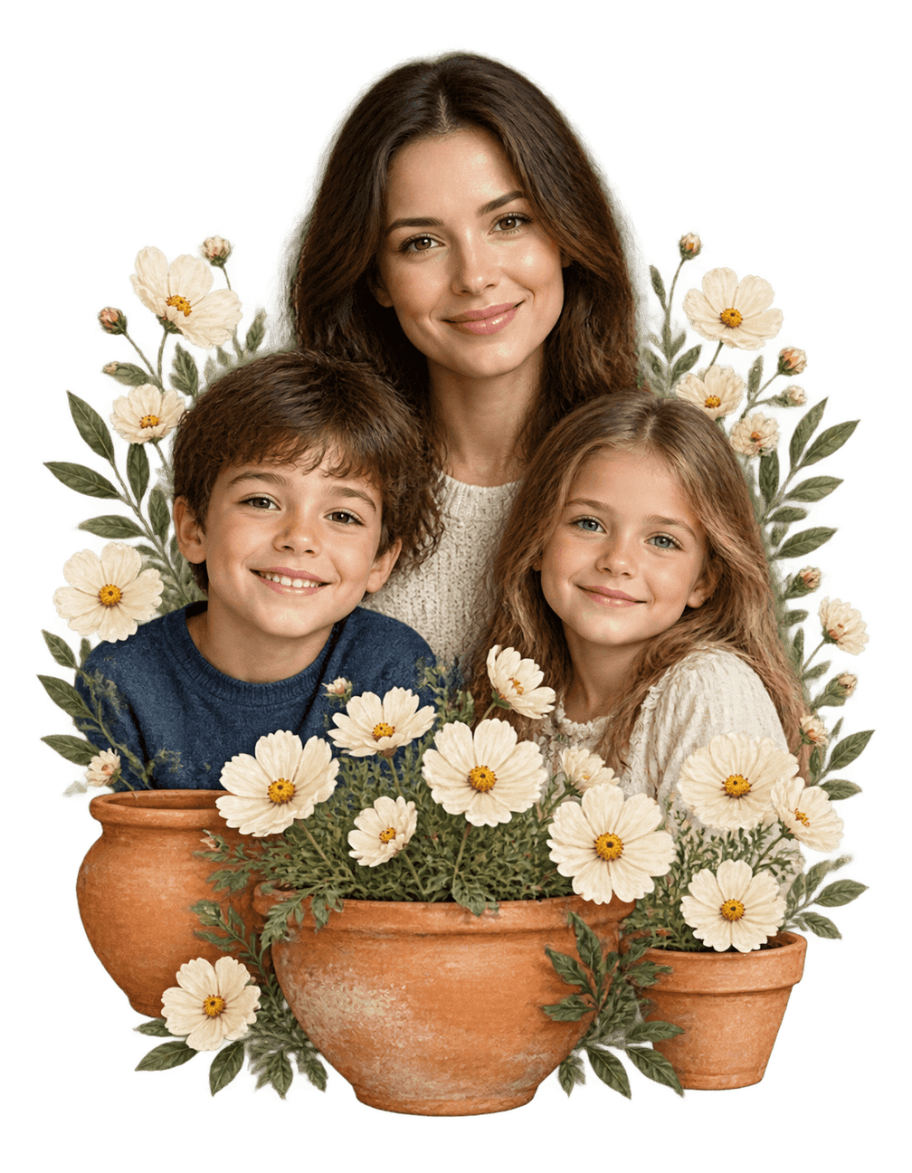 The Family She Grew original isolated transparent print artwork