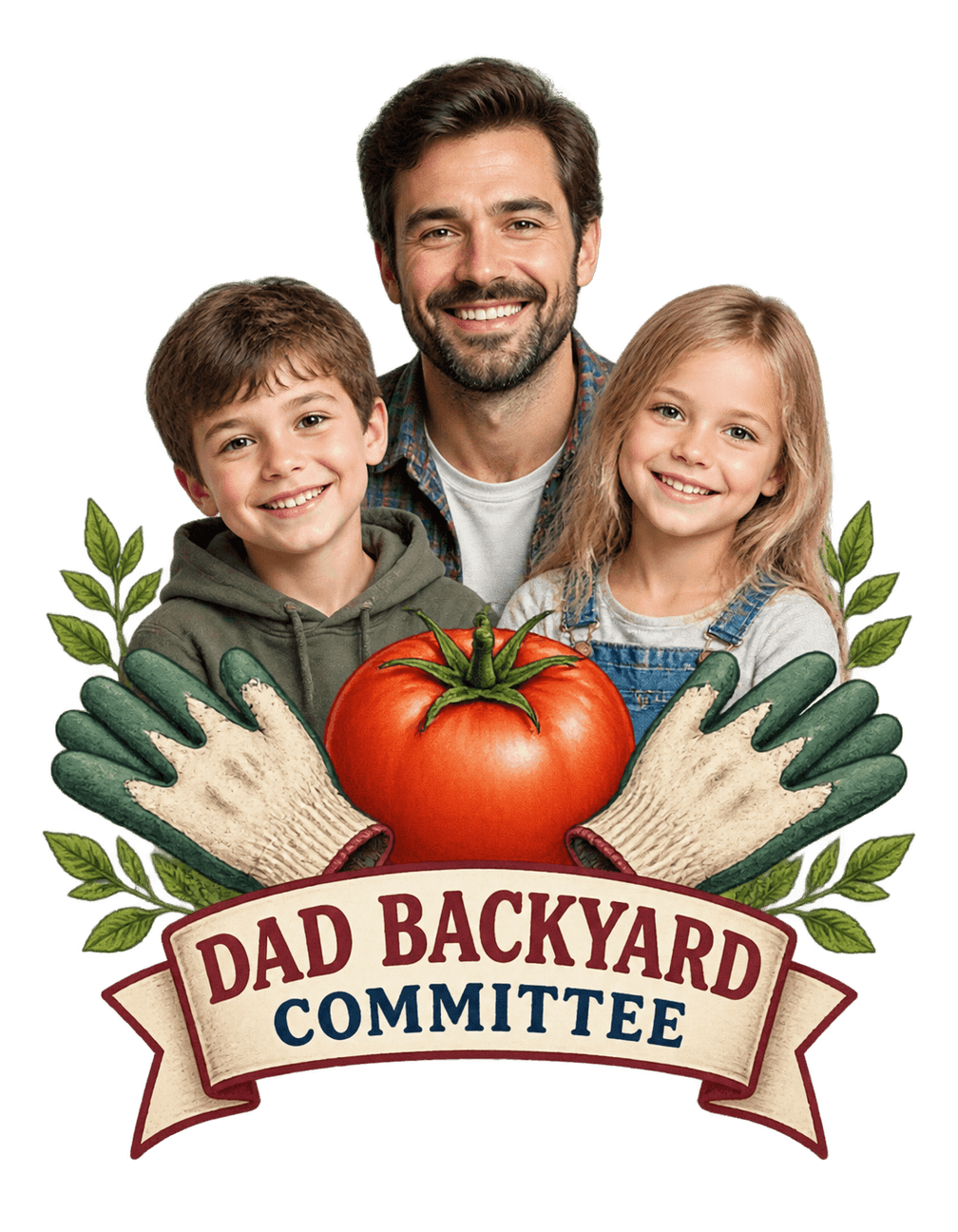 Dad Backyard Committee original isolated transparent print artwork