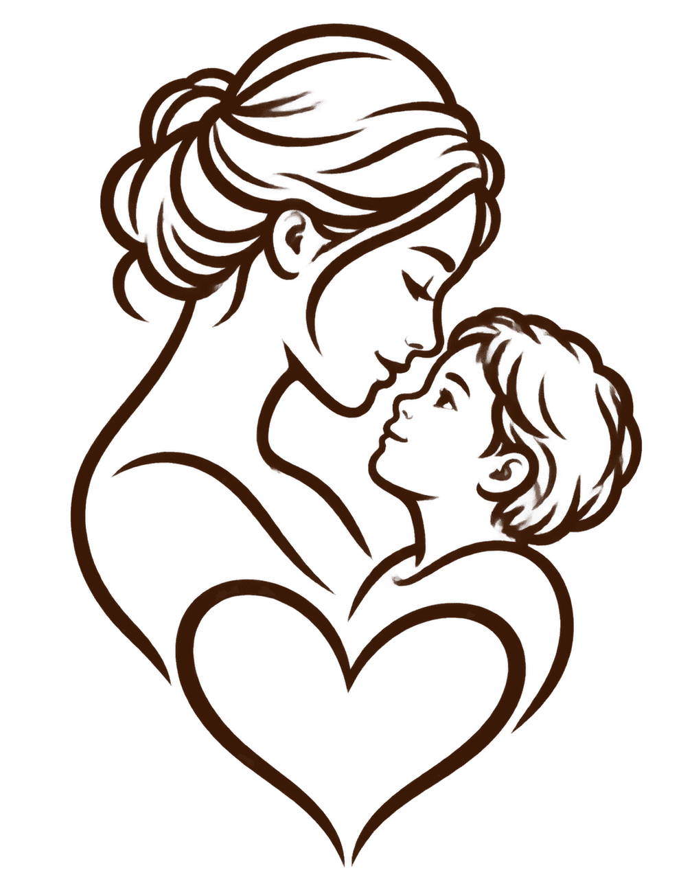 Mother Child Quiet Ink original isolated transparent print artwork