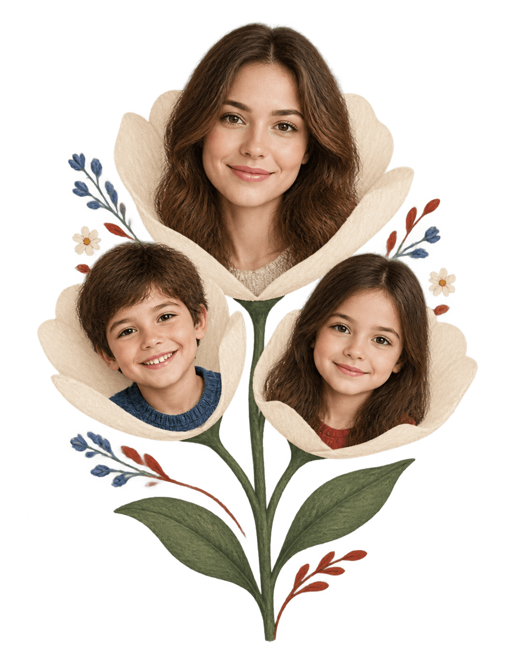 Her Everyday Flowers original isolated transparent print artwork