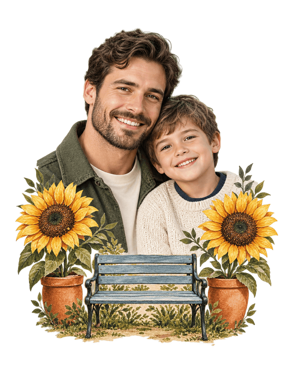 Papa Garden Bench original isolated transparent print artwork